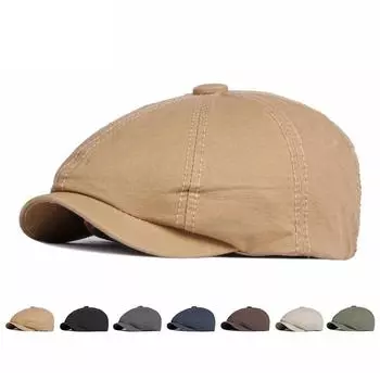 Мужская шляпа газетчика, весенне-летняя восьмиугольная шляпа, британская однотонная плоская кепка, ретро шляпа с восемью лезвиями, дышащий берет, шляпа художника темно-зеленого