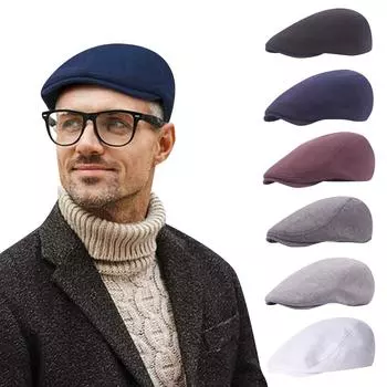 Мужская шляпа, хлопковая мягкая эластичная мужская кепка, кепка для вождения таксиста для мужчин One Size чёрный