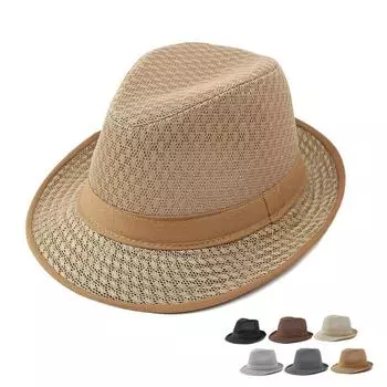 Мужская шляпа Jazz Hat, летняя дышащая пляжная шляпа Topper для мужчин среднего возраста чёрный