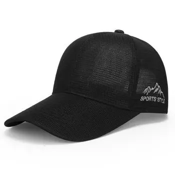 Мужская шляпа летняя тонкая сетчатая кепка на липучке для среднего возраста бейсболка уличная солнцезащитная шляпа чёрный