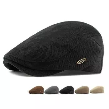 Мужская шляпа осень-зима вельветовый берет британский винтажный кепка Forward Cap женская шляпа художника чёрный