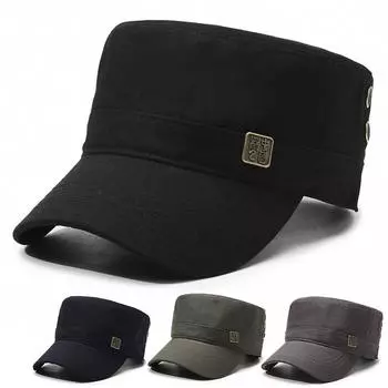 Мужская шляпа от солнца, модная кепка для мужчин среднего возраста, уличная шляпа с плоским верхом от солнца Adjustable тёмно-синий