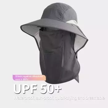 Мужская шляпа от солнца с ветрозащитной веревкой, солнцезащитная шляпа для улицы с защитой лица, шалью, обернутой полями, солнцезащитная шляпа UPF50+