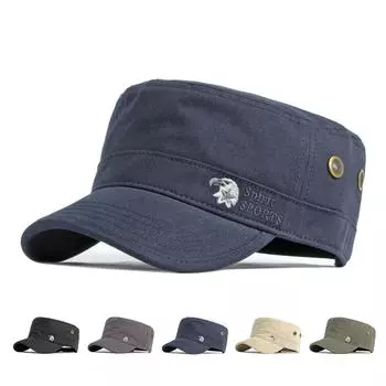 Мужская шляпа с плоским цилиндром, весенне-осенняя хлопковая кепка с вышивкой, уличная солнцезащитная кепка в стиле милитари, бейсболка дальнобойщика Snapback gorras 55-59cm темно-зеленого