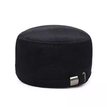 Мужская шляпа с плоским верхом для пап среднего и пожилого возраста, сезонная хлопковая шляпа, холодная и теплая, регулируемая защитная кепка для ушей Adjustable серый