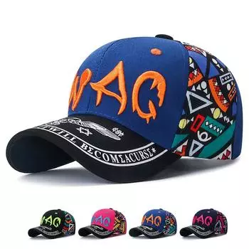 Мужская шляпа с принтом, женская весенняя бейсболка, повседневная бейсболка с вышивкой букв, уличная солнцезащитная шляпа Snapback, панамская кепка с хвостиком, шляпа для папы 55-60cm_1 синий