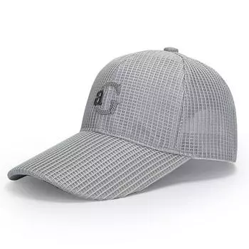 Мужская шляпа Уличная шляпа с длинными полями и сеткой Солнцезащитная шляпа Летняя дышащая бейсболка светло-серый