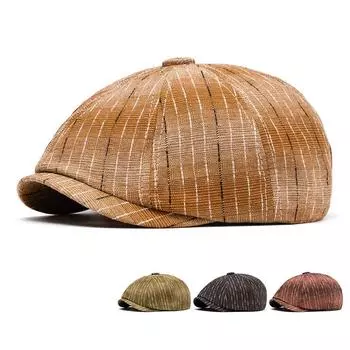 Мужская шляпа в полоску, солнцезащитный козырек, восьмиугольная кепка, британская кепка, берет, женская кепка-газета красный