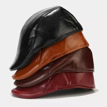 Мужская шляпа в винтажном стиле, однотонная, гладкая, из искусственной кожи, современная шляпа, берет для мужчин среднего возраста, для холодной погоды, для походов, путешествий, английская кепка для газетчика