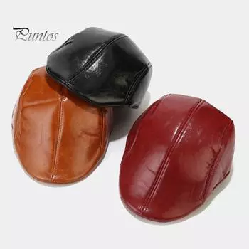 Мужская шляпа в винтажном стиле, однотонная, гладкая, из искусственной кожи, современная шляпа, берет для мужчин среднего возраста, для холодной погоды, для походов, путешествий, английская кепка для газетчика