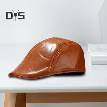 Мужская шляпа в винтажном стиле, однотонная, гладкая, из искусственной кожи, современная шляпа, берет для мужчин среднего возраста, для холодной погоды, для походов, путешествий, английская кепка для газетчика