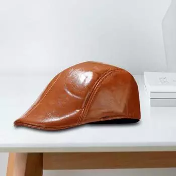 Мужская шляпа в винтажном стиле, однотонная, гладкая, из искусственной кожи, современная шляпа, берет для мужчин среднего возраста, для холодной погоды, для походов, путешествий, английская кепка для газетчика