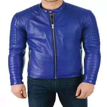 Мужская синяя куртка из натуральной кожи Noora XS синий