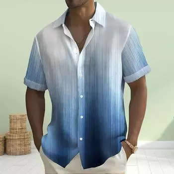 Мужская синяя рубашка с принтом Gradient3D, рубашка на пуговицах, повседневная рубашка, летняя рубашка с коротким рукавом, повседневная одежда для отпуска XS синий
