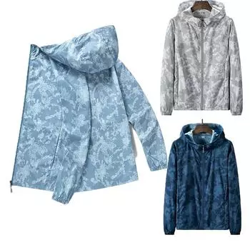 Мужская солнцезащитная куртка для летней кожи, быстросохнущая походная куртка, водонепроницаемые солнцезащитные УФ-пальто, спортивная куртка для бега на открытом воздухе M темно-синий