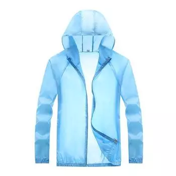 Мужская солнцезащитная одежда, длинная молния с капюшоном и солнцезащитным кремом, пальто с карманами на рукавах, однотонная тонкая верхняя одежда с защитой от УФ-лучей M серый