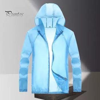 Мужская солнцезащитная одежда с капюшоном и длинными рукавами на молнии, солнцезащитное пальто с карманами, однотонная тонкая верхняя одежда с защитой от УФ-лучей 3XL белый