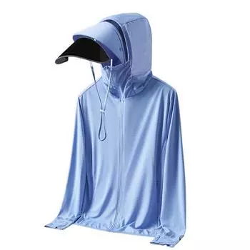 Мужская солнцезащитная одежда со съемными полями, дышащее сетчатое пальто с длинными рукавами и боковыми карманами, верхняя одежда с защитой от ультрафиолета L темно-серого