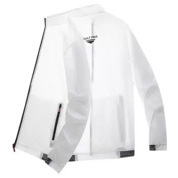 Мужская солнцезащитная одежда, солнцезащитная куртка с карманами и длинными рукавами, обувь на молнии с планкой, быстросохнущая ветровка с принтом M серый