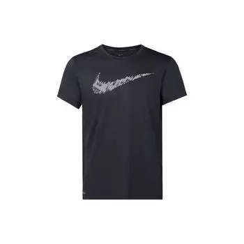 Мужская спортивная футболка с коротким рукавом в полоску и логотипом Nike, черные DD1622-010 S