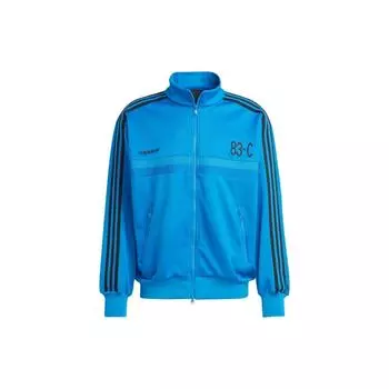Мужская спортивная куртка Adidas Originals 83-C с тремя полосками, вышитым логотипом, воротником-стойкой и молнией, синяя IA2468 XS