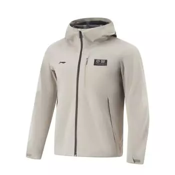 Мужская спортивная куртка Li Ning Fitness Series с капюшоном, однотонная, на молнии, с ветрозащитой, цвет пыльно-серый AFDUC71-2 S