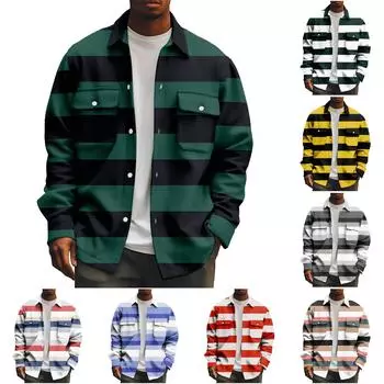 Мужская спортивная куртка на пуговицах с длинными рукавами, повседневная модная куртка с лацканами с принтом XL жёлтый