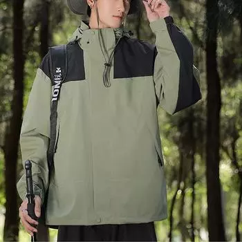 Мужская спортивная куртка с капюшоном для улицы и цветными блоками, водонепроницаемая и ветрозащитная куртка, альпинистские куртки унисекс S чёрный