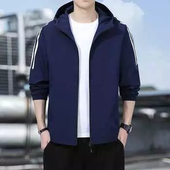 Мужская спортивная куртка с капюшоном, осенняя свободная и универсальная, новая осенняя повседневная верхняя одежда M синий