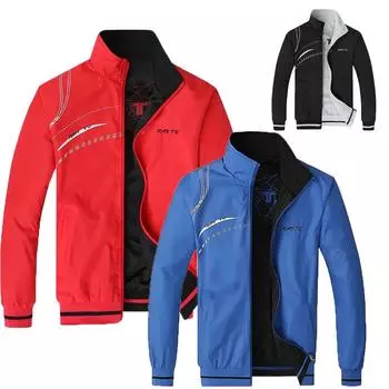 Мужская спортивная куртка с воротником-стойкой, спортивная одежда, двусторонняя одежда, пальто, модный спортивный костюм, большие размеры 6XL L чёрный