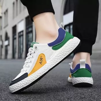 Мужская спортивная обувь 2024 года, новые модные кроссовки с сетчатым принтом, повседневная обувь, студенческая мягкая подошва, комфорт, дышащие, противоскользящие кроссовки 39