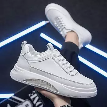 Мужская спортивная обувь 2024 года с кожаной подушкой для амортизации, износостойкостью, комфортной, мягкой, с толстыми подошвами EU 39 синий