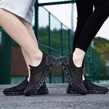 Мужская спортивная обувь Баскетбольная обувь для мужчин Сверхлегкая многофункциональная пляжная обувь для прогулок на открытом воздухе Дышащие полые лоферы с сеткой для любителей 48 чёрный