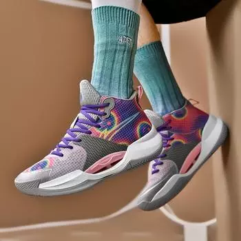 Мужская спортивная обувь Баскетбольная обувь Мужские баскетбольные кроссовки Модная нескользящая тренировочная спортивная обувь Носимые баскетбольные кроссовки с высоким берцем для мужчин 41