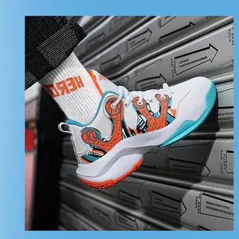 Мужская спортивная обувь. Баскетбольные кроссовки KuBang со звуком трения. Настоящая противоскользящая износостойкая обувь. 37 лавандовый