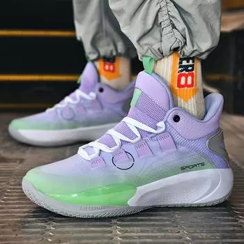 Мужская спортивная обувь Дизайнерские фиолетовые баскетбольные кроссовки Мужские спортивные туфли унисекс Мужские баскетбольные кроссовки на толстой подошве Профессиональные мужские кроссовки 40
