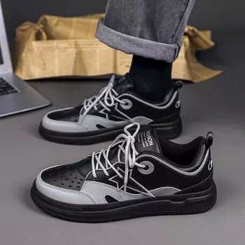 Мужская спортивная обувь для бега, кроссовки для лета, студенческие, баскетбольные, больших размеров, обувь для скейтбординга EU: 39 чёрный