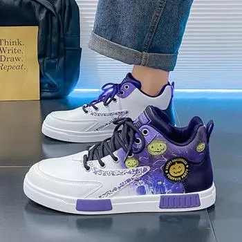 Мужская спортивная обувь для скейтбординга, уличные кроссовки, студенческая обувь больших размеров, высокие баскетбольные туфли Scrawl EU: 39 чёрный