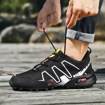 Мужская спортивная обувь, красные кроссовки для походов, кроссовки для мужчин, повседневная спортивная обувь для активного отдыха, противоскользящая, большого размера EU: 39 чёрный