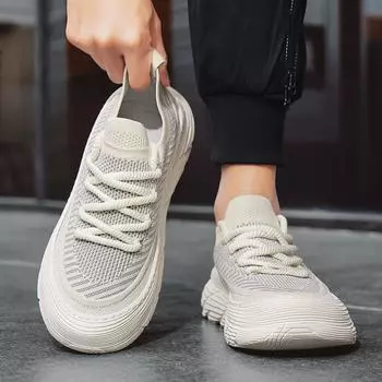 Мужская спортивная обувь летняя новая повседневная универсальная толстая подошва с плетением увеличивает рост ленивые кроссовки для бега мужская обувь 39