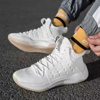Мужская спортивная обувь Мужская баскетбольная обувь Высокие спортивные туфли Уличная дышащая тренировочная обувь Мужские легкие нескользящие баскетбольные кроссовки 38