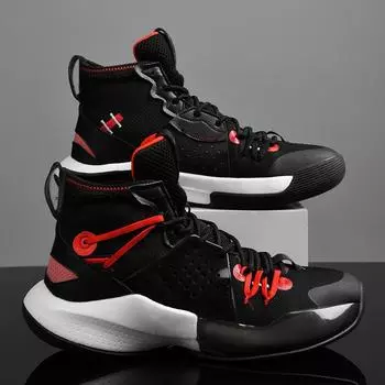 Мужская спортивная обувь. Мужские лоскутные цветные баскетбольные кроссовки. Мужская спортивная обувь с высоким берцем на шнуровке. Высококачественная нескользящая амортизирующая резиновая подошва. 45 синий