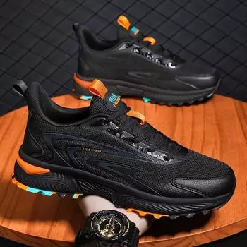 Мужская спортивная обувь, нескользящая легкая тренировочная обувь для бега на открытом воздухе, повседневная спортивная обувь 39 чёрный