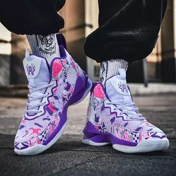 Мужская спортивная обувь Новое поступление сетчатые баскетбольные кроссовки Мужская дышащая удобная спортивная обувь унисекс Мужчины Женщины Спортивные кроссовки Нескользящие Размер 35-45 44