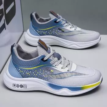 Мужская спортивная обувь Новые сетчатые ультралегкие кроссовки для бега Дышащие амортизирующие туфли с мягкой подошвой Теннисные мужские кроссовки Masculino 40 чёрный