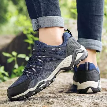 Мужская спортивная обувь, походная обувь, синие кроссовки для мужчин, повседневная спортивная обувь для активного отдыха, противоскользящая, большого размера EU: 39 чёрный