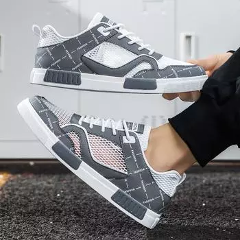 Мужская спортивная обувь, повседневная обувь для скейтбординга, летние дышащие студенческие серые кроссовки для бега, большие размеры EU: 39 серый