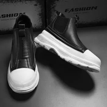 Мужская спортивная обувь Повседневная обувь с высоким верхом Износостойкая Водонепроницаемая Мягкая Удобная Новая Модная Универсальная Весна и Осень 39 чёрный