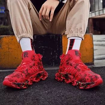 Мужская спортивная обувь Распродажа Брендовые баскетбольные кроссовки для мужчин Спортивные кроссовки Дышащие спортивные баскетбольные армейские ботинки Тренировочная корзина Кроссовки 45 красный