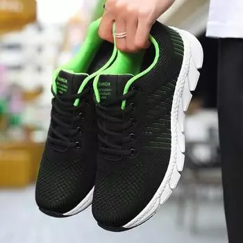 Мужская спортивная обувь с дышащей сеткой, модные легкие прогулочные мужские теннисные кроссовки, уличная обувь для бега и фитнеса Tenis Masculino 38 чёрный
